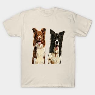 Ollie And Darky Border Collie Dogs Design T-Shirt